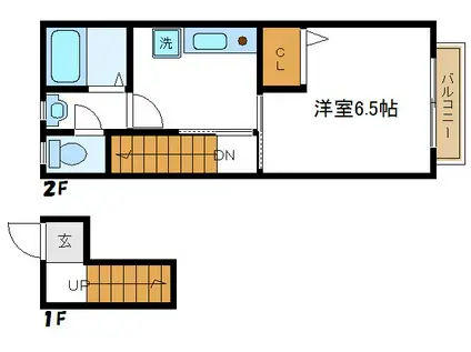 パインヒル5(1K/2階)の間取り写真