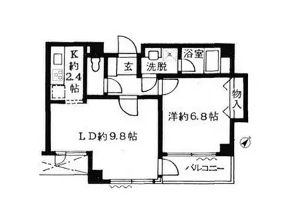 ヒルトップ野沢(1LDK/1階)の間取り写真
