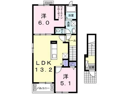 パークヒルズむらさきのF(2LDK/2階)の間取り写真