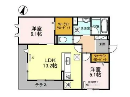 エトワール大山崎/1F(2LDK/1階)の間取り写真