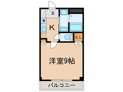 サフィーロII(1K/1階)の間取り写真