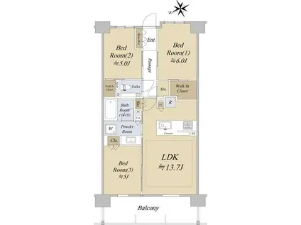 シティハウス吉祥寺北町(3LDK/4階)の間取り写真
