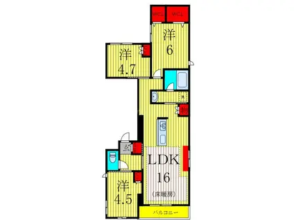 PALAIS RAFFINE(3LDK/2階)の間取り写真