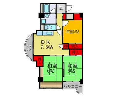 エステイト田中(3DK/8階)の間取り写真