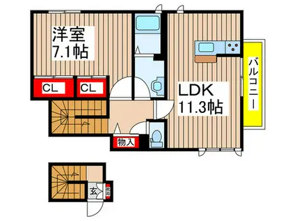 アポロ富藤III(1LDK/2階)の間取り写真