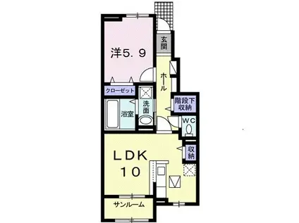 YSR・ファミール B(1LDK/1階)の間取り写真