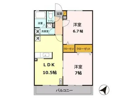 サニーフラットカワベ(2LDK/3階)の間取り写真