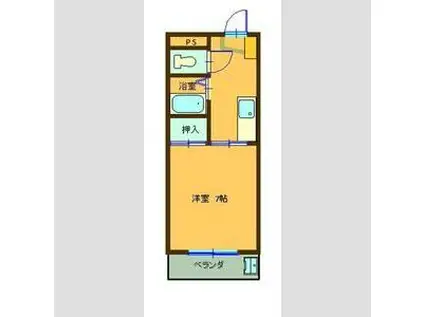 ハウステラサイド(1K/2階)の間取り写真