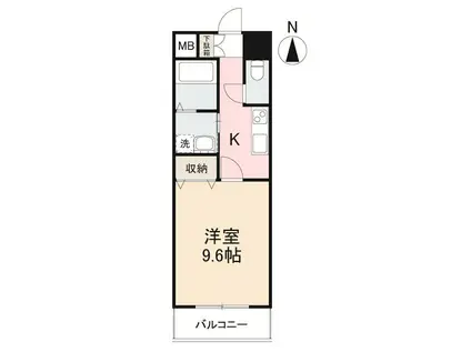 ASレジデンス錦町(1K/3階)の間取り写真