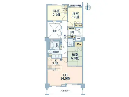 レクセル荻窪(3LDK/5階)の間取り写真