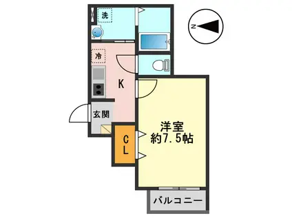 フェリース南小岩VII(1K/1階)の間取り写真