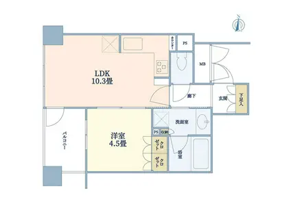 ブランズタワー大阪備後町(1LDK/11階)の間取り写真