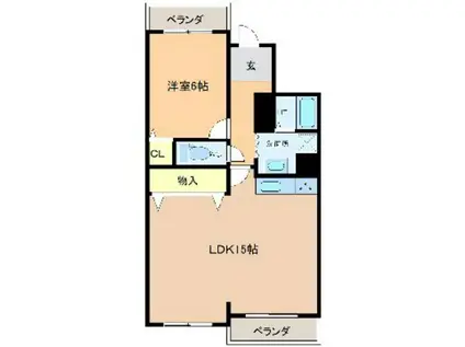 フジハイツ(1LDK/2階)の間取り写真