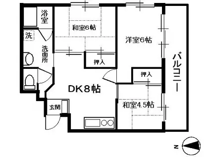 平田レジデンス(3DK/2階)の間取り写真