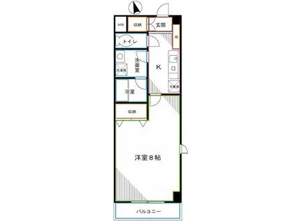 オーチャードヒル(1K/1階)の間取り写真