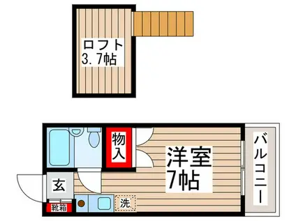 カーサフロール船橋C(ワンルーム/2階)の間取り写真