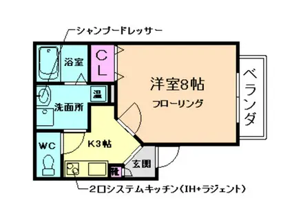 グリーンコート待兼山(1K/2階)の間取り写真
