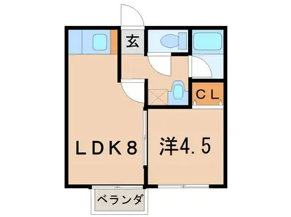ガーデンプレイス(1LDK/1階)の間取り写真