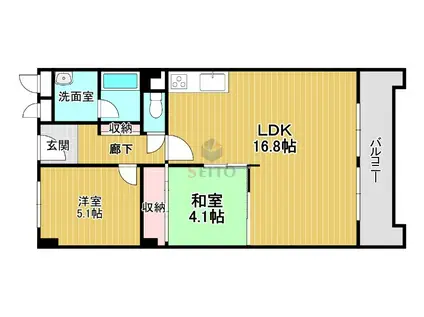 日商岩井服部マンション(2LDK/3階)の間取り写真