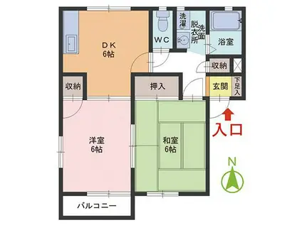 シャルマン(2DK/1階)の間取り写真