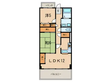ベッサーボーネン芦屋(2LDK/2階)の間取り写真