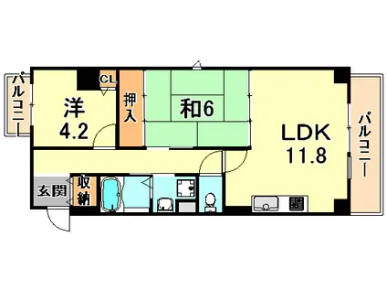シャロームテラス(2LDK/3階)の間取り写真