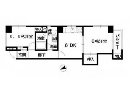 白島中町 河野ビル(2DK/4階)の間取り写真