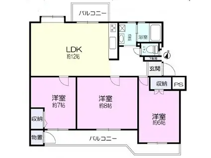船橋グリーンハイツ5号棟(3LDK/4階)の間取り写真