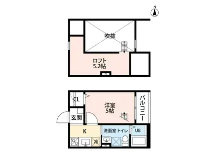 AKレジデンスII(1K/2階)の間取り写真