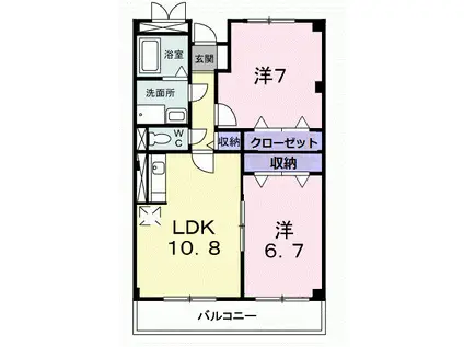 アイランド翼B(2LDK/1階)の間取り写真