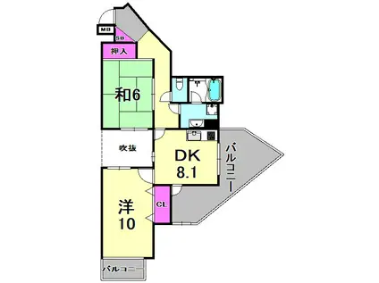 メゾンリベルテ(2LDK/4階)の間取り写真