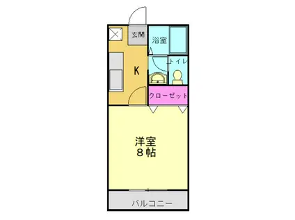 ヴェルドミール(1K/1階)の間取り写真