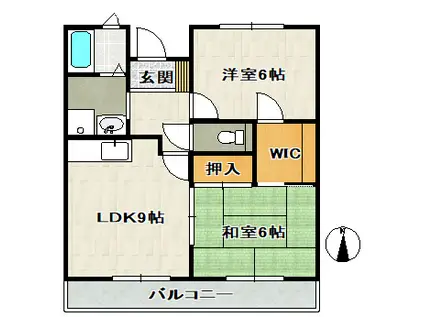 ウィンディヒルズ宝塚(2LDK/2階)の間取り写真