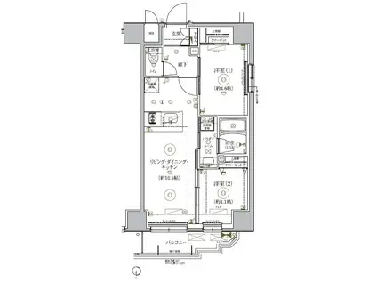 RELUXIA新御徒町(2LDK/5階)の間取り写真
