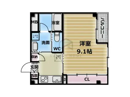 ラウレア上小阪(1K/2階)の間取り写真