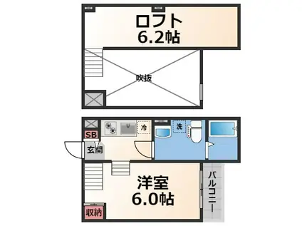 ル・スーリール大蓮北(1K/2階)の間取り写真