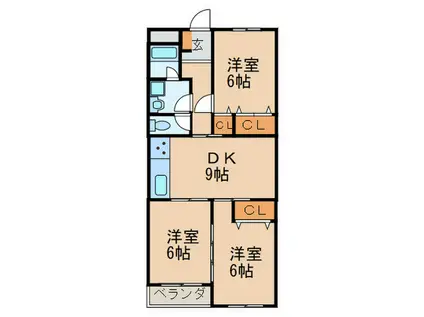 グリーンライフ東山(3DK/1階)の間取り写真