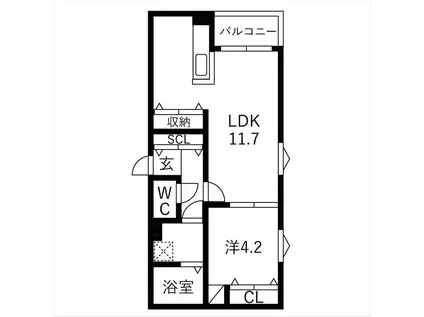 NAGOYA THE ノースGATE(1LDK/2階)の間取り写真