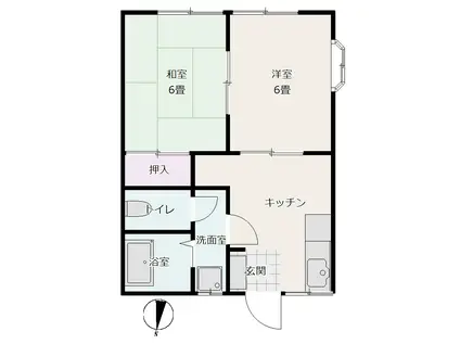 ハイムコーチャンB(2DK/1階)の間取り写真