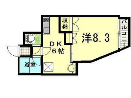 羽衣町船田ビル(1DK/4階)の間取り写真