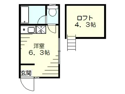 ユナイト元住吉モンゴメリーの杜(ワンルーム/1階)の間取り写真
