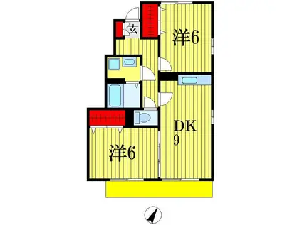YA-ECO HOUSE(2DK/1階)の間取り写真