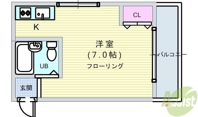 プレアール中桜塚(ワンルーム/2階)の間取り写真