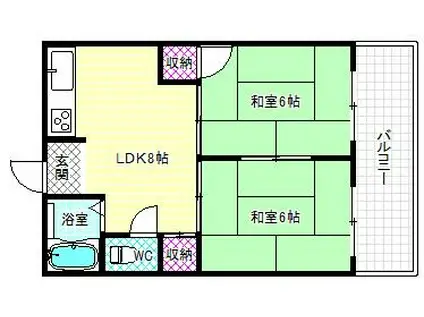 塔ノ本ハイツ(2LDK/2階)の間取り写真