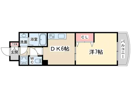 ノルデンタワー天神橋(1DK/17階)の間取り写真