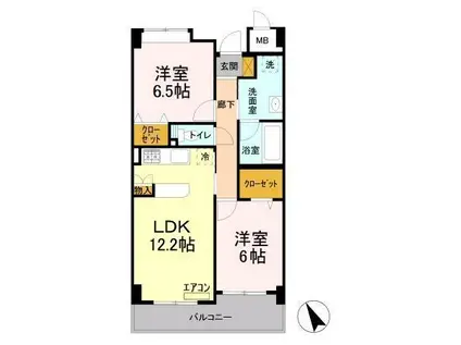 KREIZEND(2LDK/4階)の間取り写真