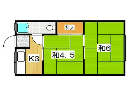玉野コーポ(2K/2階)の間取り写真