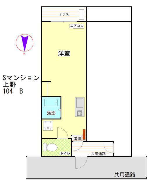 Sマンション上野(1K/1階)の間取り写真