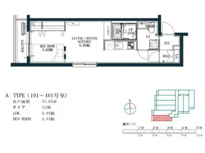 QUADOR藤崎(1LDK/3階)の間取り写真