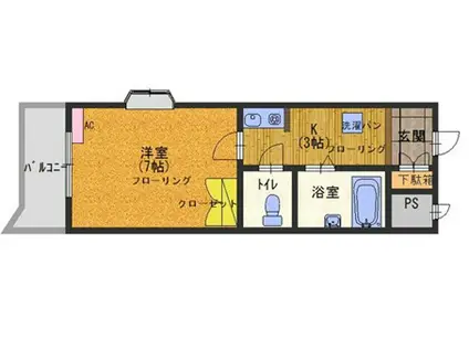 セグンド・エビスヤ(1K/3階)の間取り写真